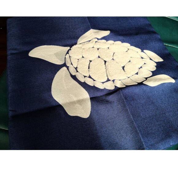 Decorative Throw Pillow Cover Nautical Sea Turtle Embroidered Case Beach Decor - Picture 8 of 11